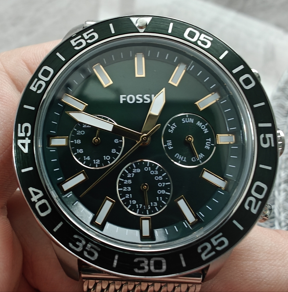 Fossil Green and Gold Chronograph Watch